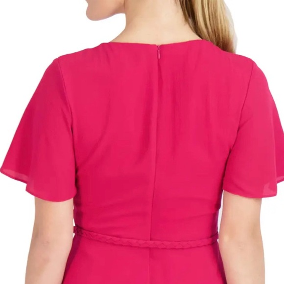 Sage Collective Braided Belt Jewel Neck Dress Color Berry Size 10 - Picture 5 of 5